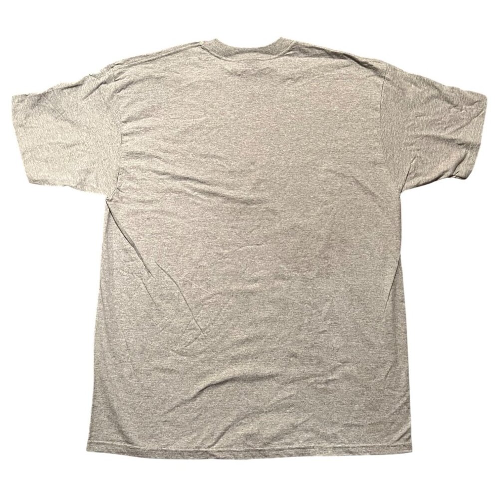 Anvil Men's XL Miller Beer Gray Graphic T-Shirt Yellow & Navy Stripes Pre-Shrunk - Picture 2 of 8